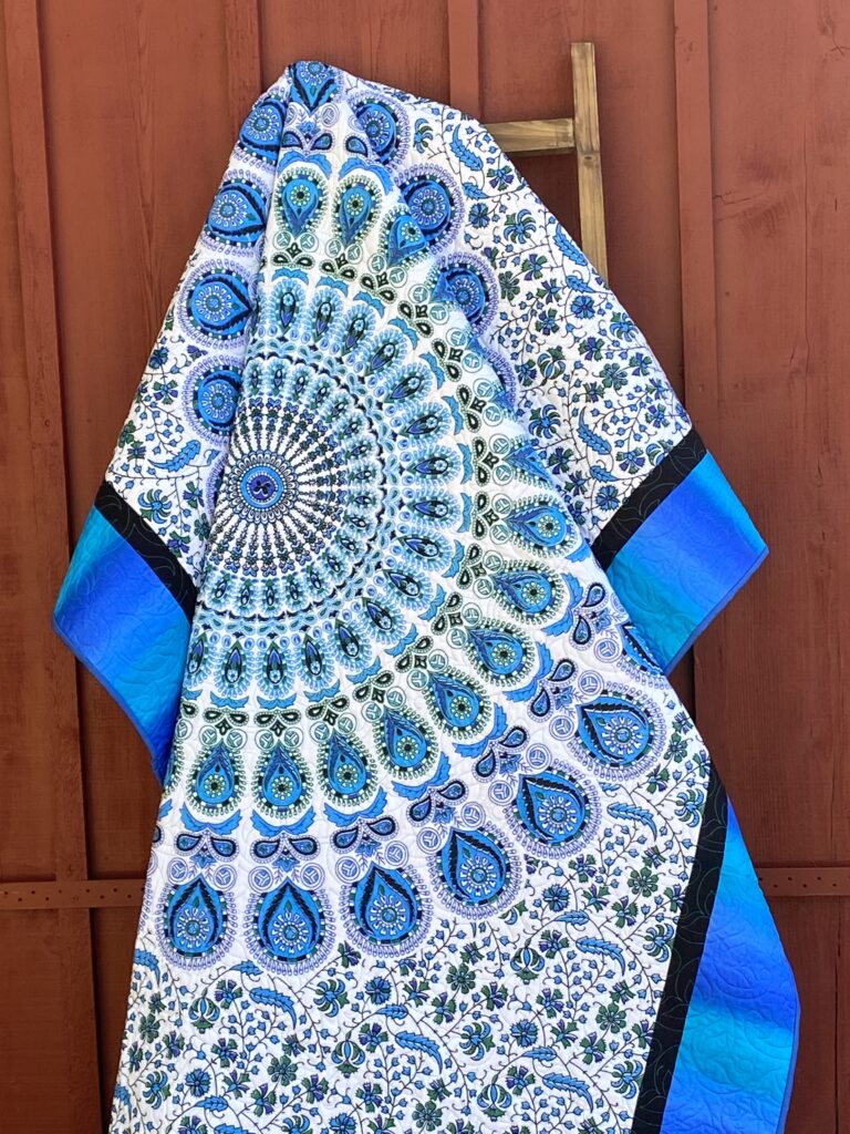 White and Blue Mandala Quilt